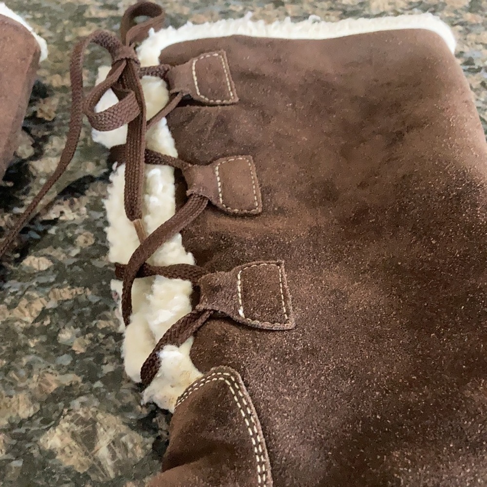 MICHAEL KORS WOMEN SHEARLING LACE UP WEDGE BOOTS SIZE 5.5 - Picture 8 of 10
